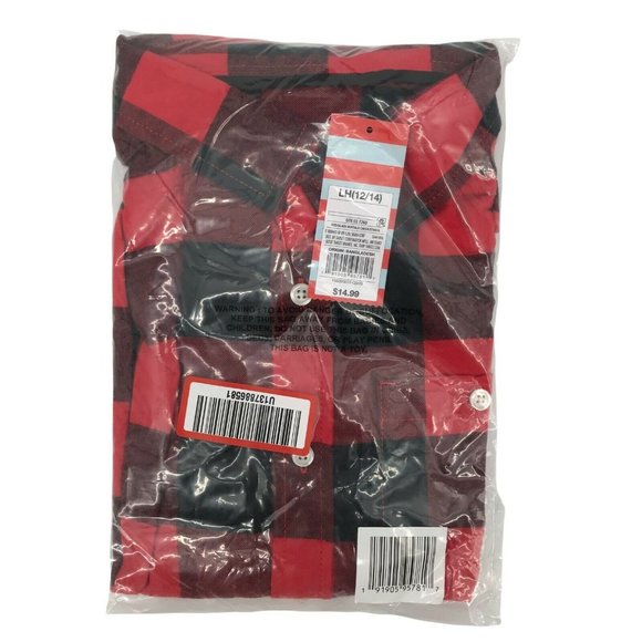 Cat & Jack Boys Checkered Flannel Casual Red Button Up Shirt  - Choose Size - Picture 11 of 11